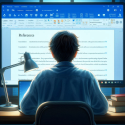 A college student uses Microsoft Word to automate citations and references [Image: Copilot]