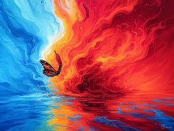 The Butterfly Effect in Action: A single flap sparks swirling chaos, from stormy skies to fiery markets. Order and randomness dance in vibrant unpredictability [Image: Grok (xAI)]